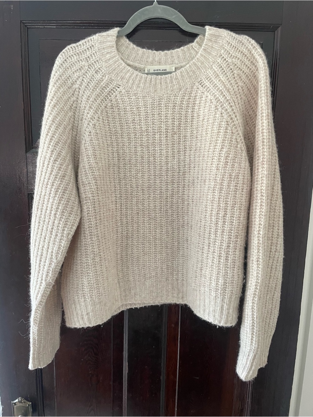 Everlane Cream Ribbed Crewneck Sweater